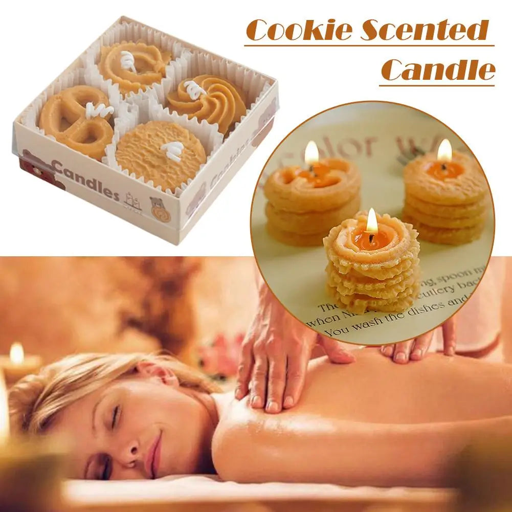 🍪 Christmas Cookie Scented Candle Gift Set – Realistic Biscuit-Shaped Soy & Paraffin Wax Candles | Cozy Gourmand Holiday Decor | 4pcs Set with Charming Xmas Vibes