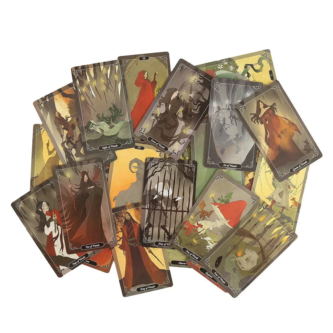 Dark Wood Tarot Cards – 78-Card English Oracle Deck for Divination, Family Board Games & Spiritual Exploration