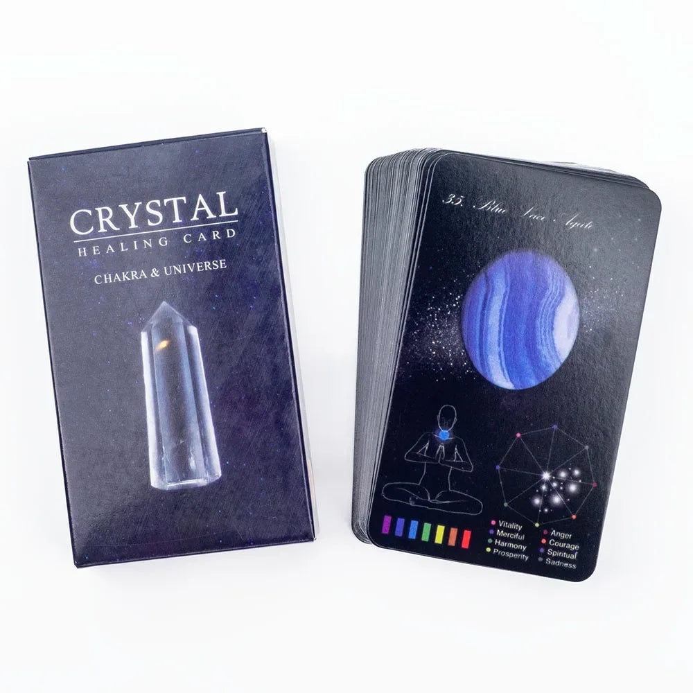 Crystals Healing Cards – 60-Card English Oracle Deck with Crystal & Zodiac Cards for Divination & Party Games