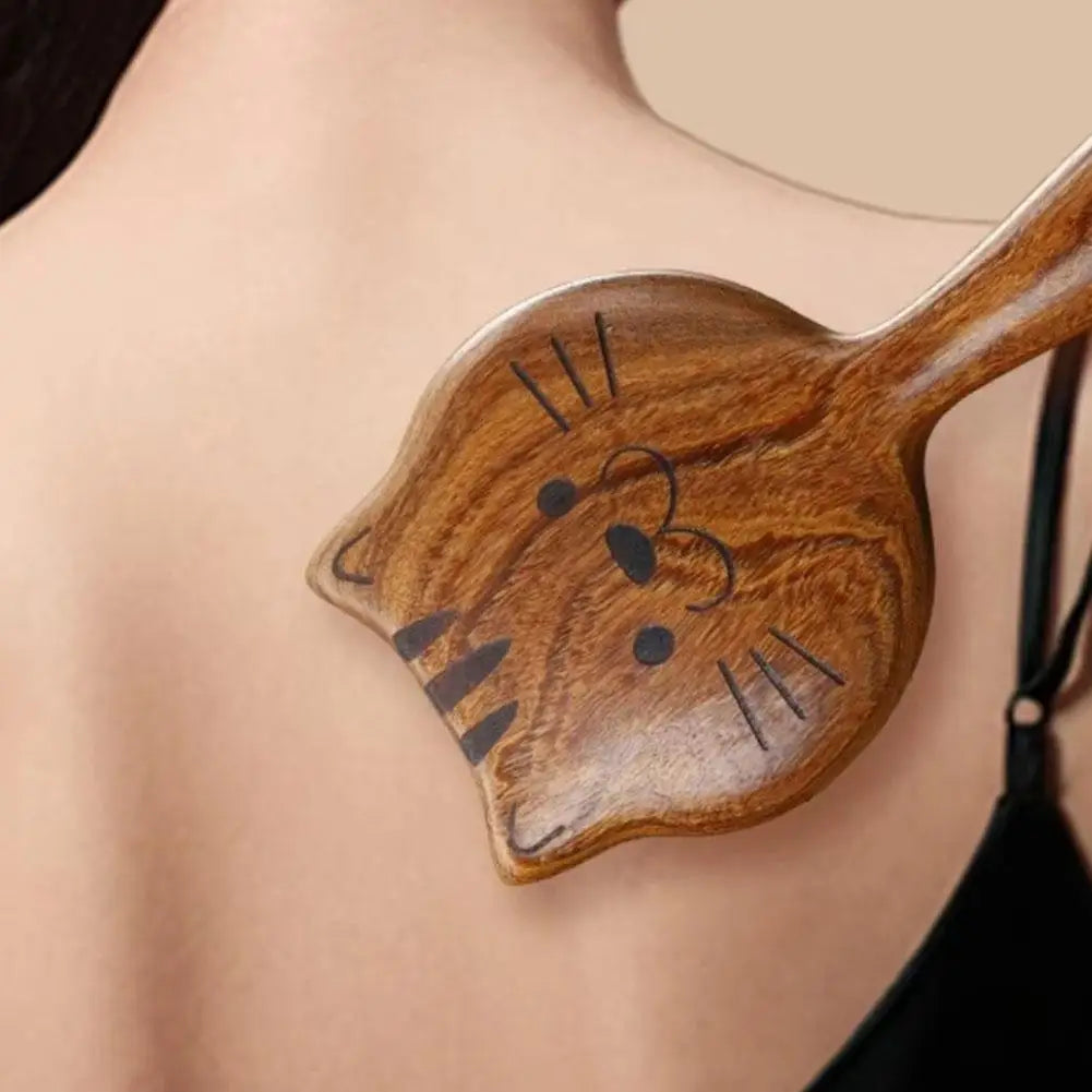 Sandalwood Scalp Massage Comb – Cat Shape Wooden Wide Tooth Guasha Scraping Comb for Hair and Body Massage﻿