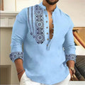 ✨ The Zen-Luxe 7-Button V-Neck Shirt: Premium Men's Casual Long Sleeve Beach Top – Loose Fit Breathable Design with High-Quality Fabric and Sophisticated Deep-V Silhouette AE14