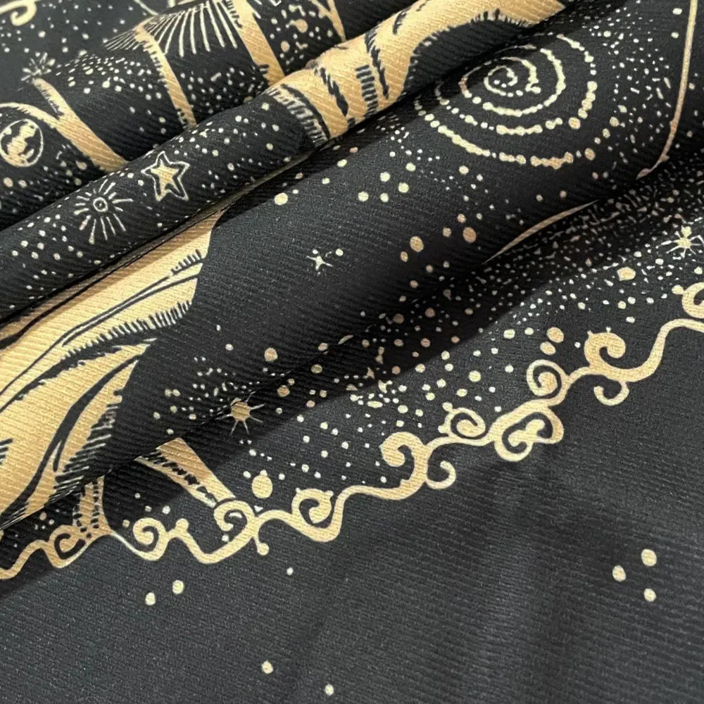 🌙 Retro Witch Altar Cloth – Tarot Tablecloth with Moon, Stars & Candles Design | Witchcraft Altar Decor with Flowers and Plants Motif