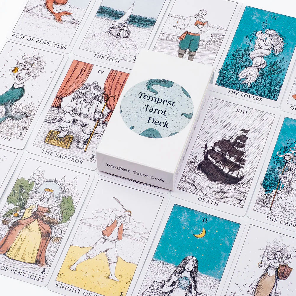 🌊 Tempest Tarot Deck – 78 Ocean-Themed Cards with Instruction Booklet for Beginners
