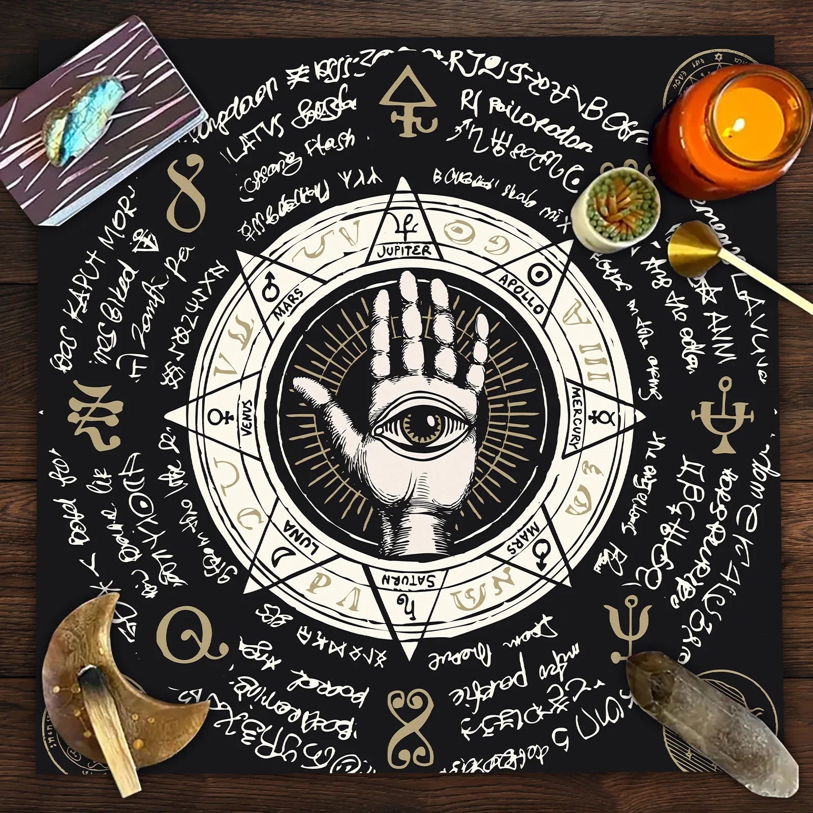 🃏 Mandala Tree of Life Tarot Tablecloth – Sea Velvet Square Butterfly Altar Cloth for Tarot Readings, Terrace Dining & Multi-Purpose Mystic Decor 01