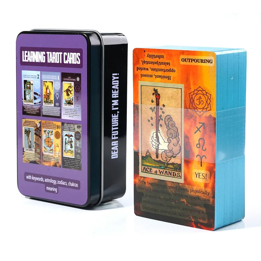 Adventure Time Tarot Cards Deck - 78 Pcs in Tin Box with Gold-Plated Edges for Divination & Gifts DEEP BLUE