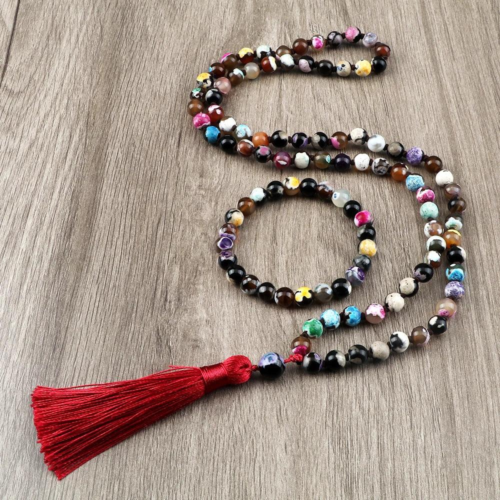 🐯 Natural Tiger Eye Stone Jewelry Set (Necklace & Bracelet): Healing Tassel Pendant & Sweater Chain – Confidence, Wealth & Protection Crystal for Women