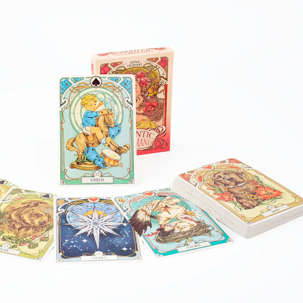 🌸 Romantic Lenormand Oracle Cards – 37 Cards | Art Nouveau Floral Motifs | English Edition | Party Board & Playing Game | Elegant and Intuitive Deck