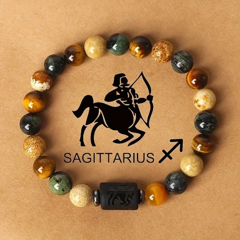 🐅 The "Cosmic Warrior" Zodiac Bracelet: Golden Tiger Eye Constellation Talisman (Men & Women)