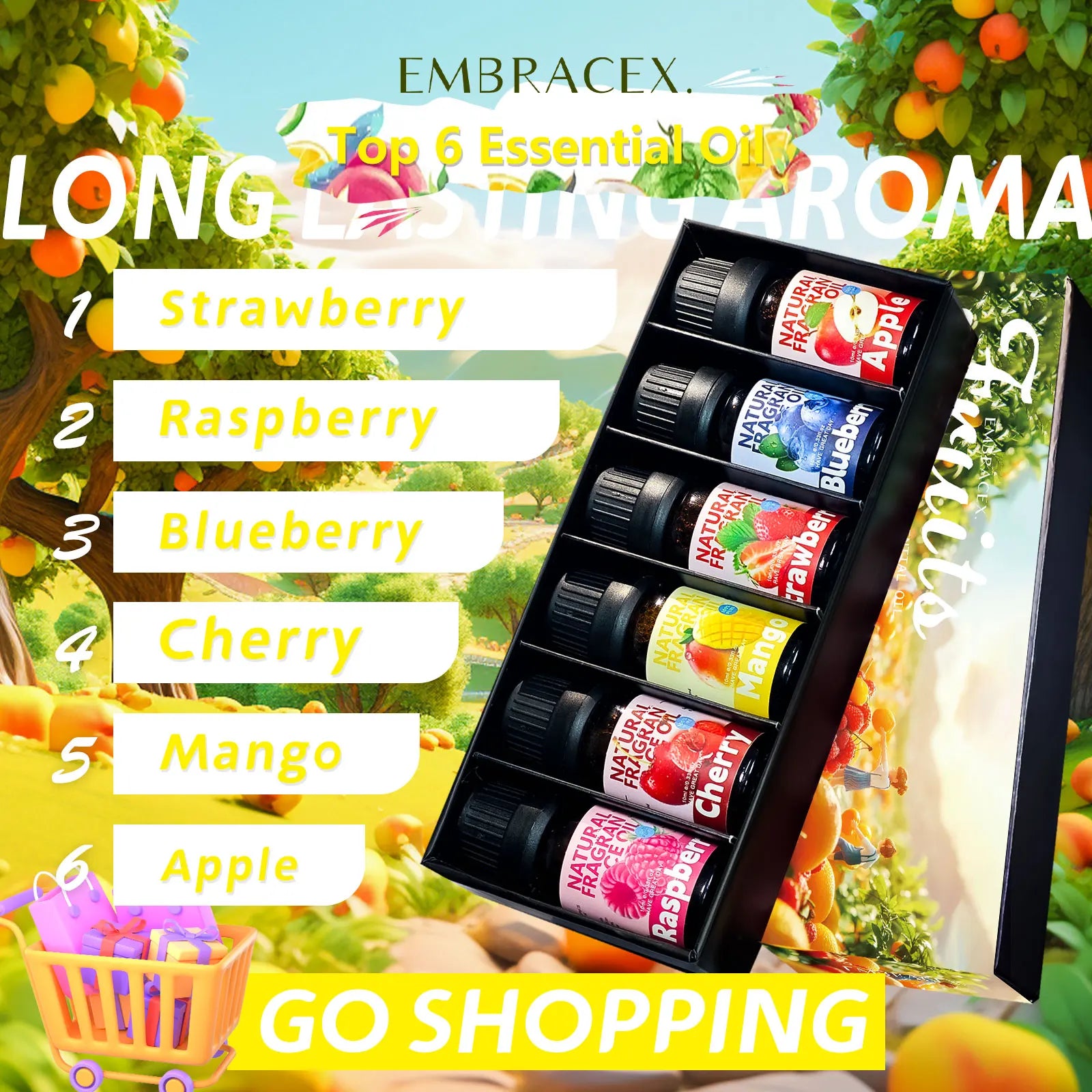 🍊 10ml Fruity Essential Oils – Sweet Fruit Fragrance Collection for Diffusers, Candles, and Home Aromatherapy﻿ Fruits essential oil