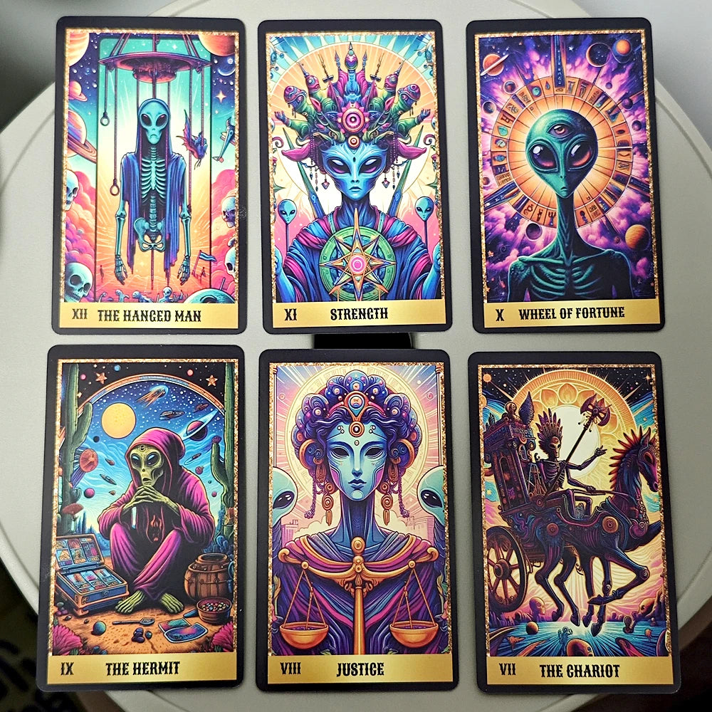 👽 Alien Tarot Cards – 78-Card Deck Inspired by Rider Waite System | Cosmic and Mysterious Tarot for Guidance