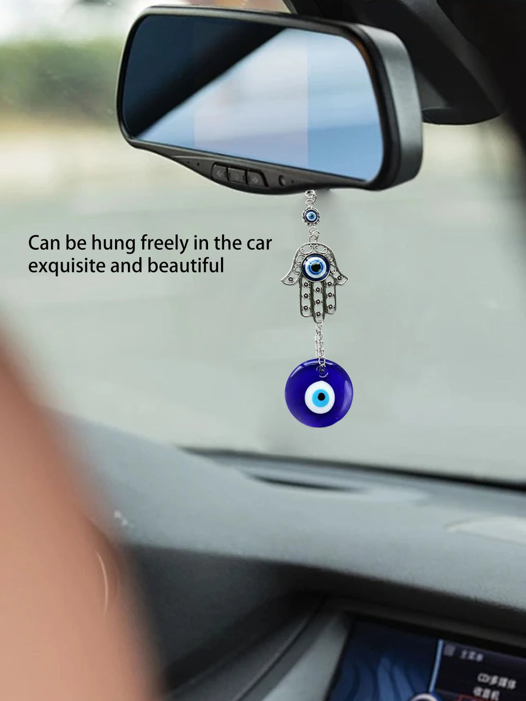 🧿 Devil's Eye Glass Eye Pendant – Turkish Jewelry with Blue Eye Alloy Palm Charm | Protective Talisman & Stylish Accessory | Free Shipping