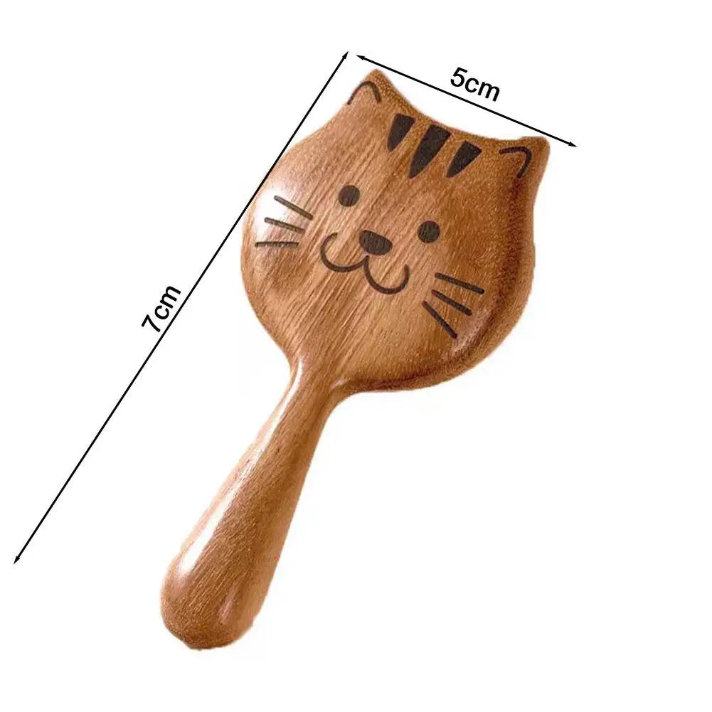 Sandalwood Scalp Massage Comb – Cat Shape Wooden Wide Tooth Guasha Scraping Comb for Hair and Body Massage﻿