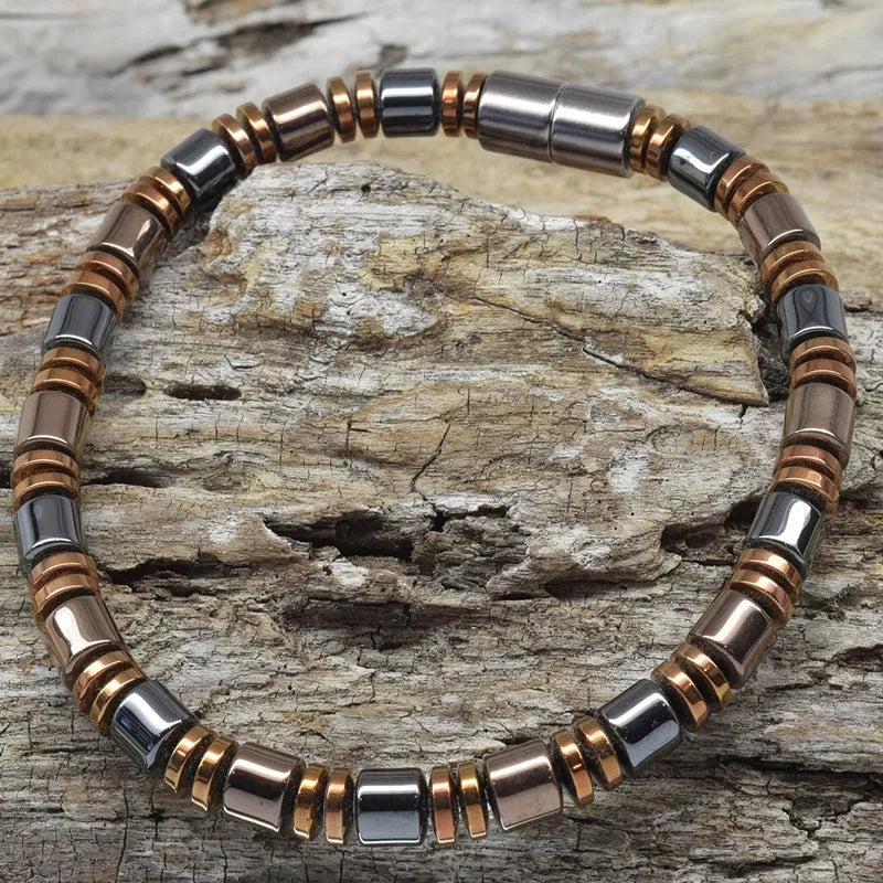✨ Men’s & Women’s Extra Strength Black & Copper Magnetic Hematite Bracelet – Powerful Healing & Energy Balance Jewelry
