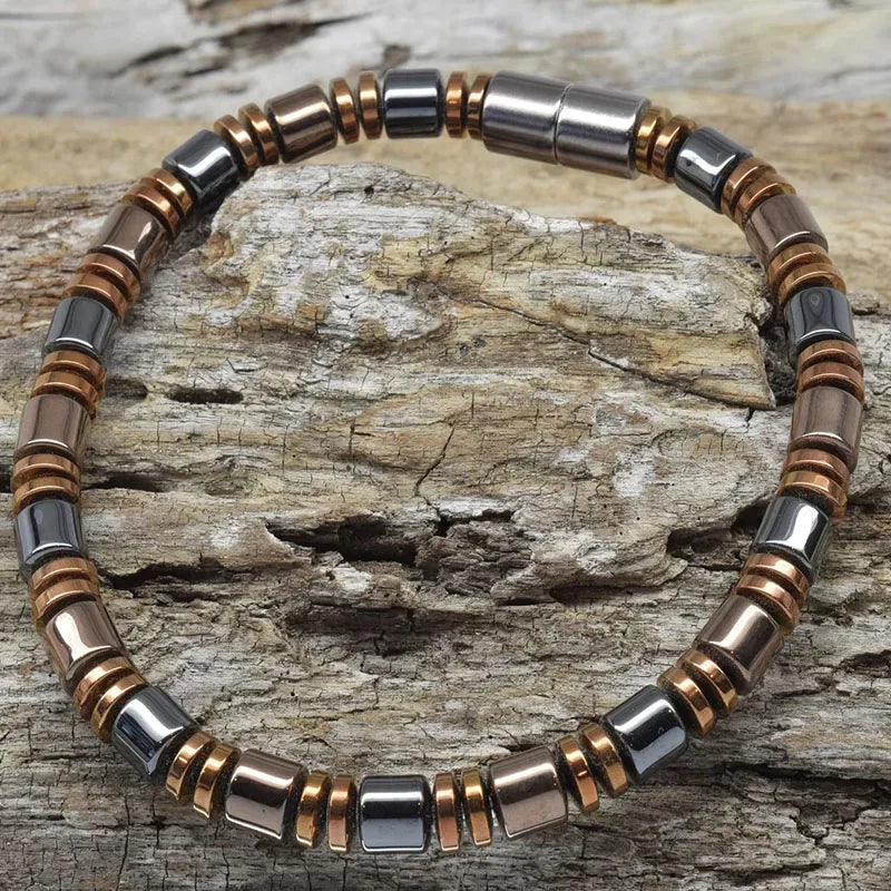 ✨ Men’s & Women’s Extra Strength Black & Copper Magnetic Hematite Bracelet – Powerful Healing & Energy Balance Jewelry S2