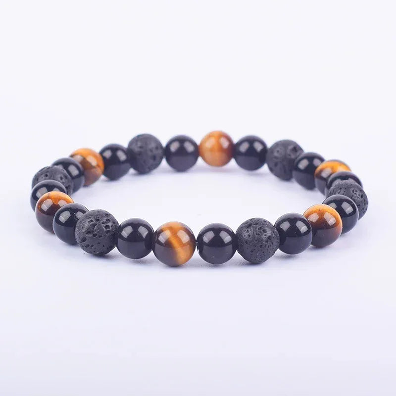 ✨ Magnetic Hematite, Tiger Eye & Obsidian Bracelet – Triple Protection Health Care Stainless Steel Bangle – Perfect Weight Loss Gift for Men & Women 19yellow tiger eye