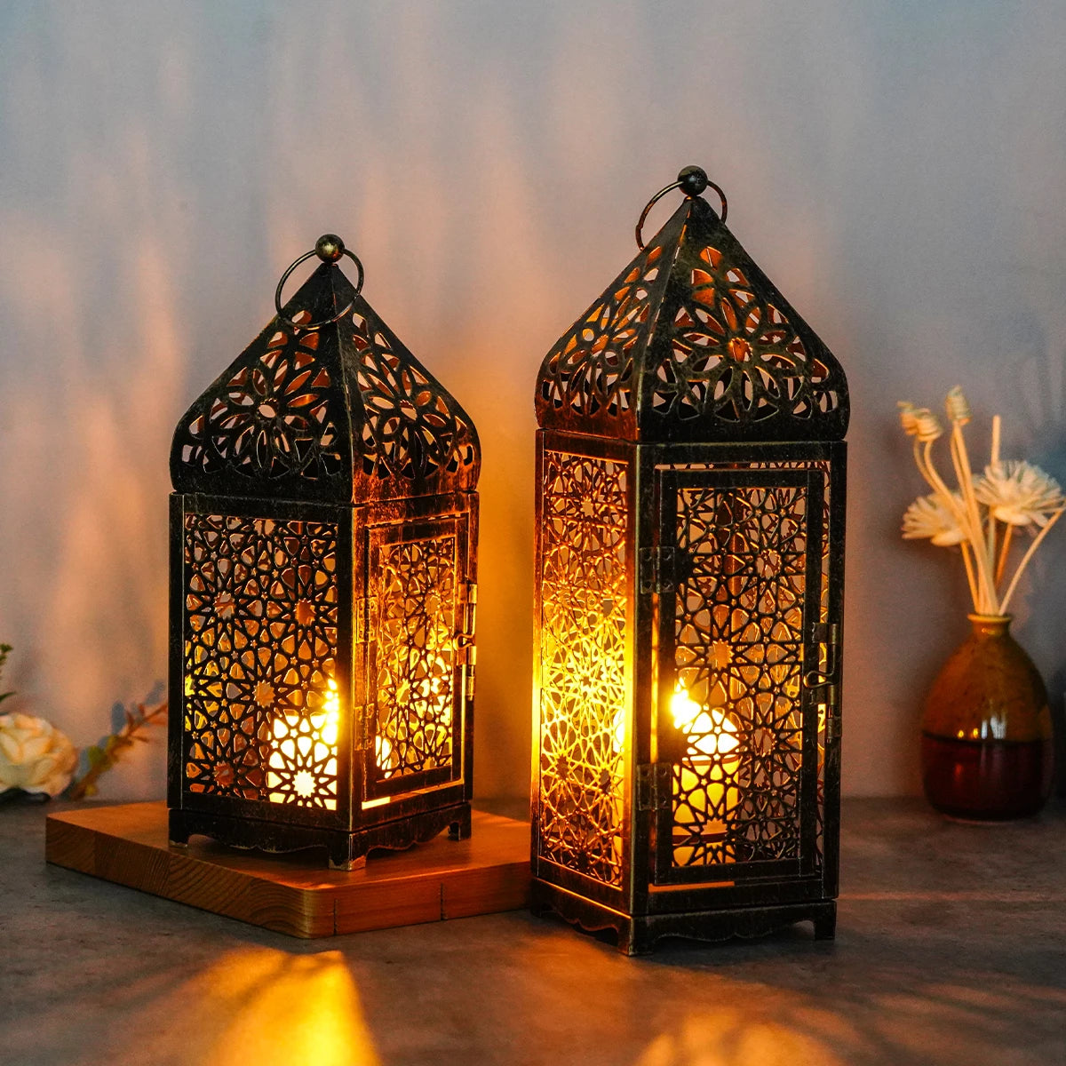 🌟 Middle East Arab Metal Vintage Wind Lantern – Elegant Tabletop Candle Holder for Home Décor | Free Shipping