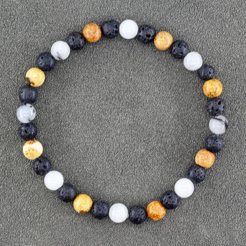 ✨ Natural African Pine Stone Beaded Bracelet – Authentic Picture Stone Bohemian Bangle for Men & Women – Volcanic Elastic Jewelry, Perfect Friendship Gift 31