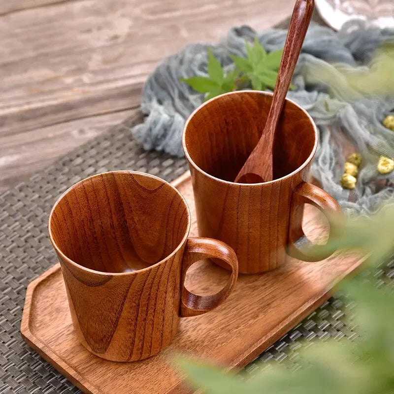 🍵 Japanese Jujube Wood Tea Cup – Elegant High-Heat Resistant Creative Wooden Cup for Tea, Coffee & Beer | Free Shipping