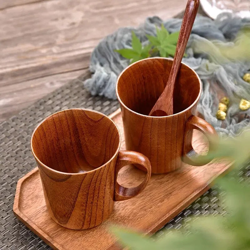 🍵 Japanese Jujube Wood Tea Cup – Elegant High-Heat Resistant Creative Wooden Cup for Tea, Coffee & Beer | Free Shipping