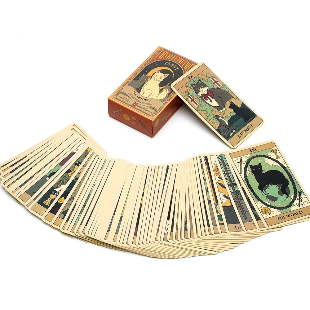 🃏 Cats Rule the Earth Tarot – 78‑Card Deck with Guidebook for Divination, Oracle Insight & Fun Board Games