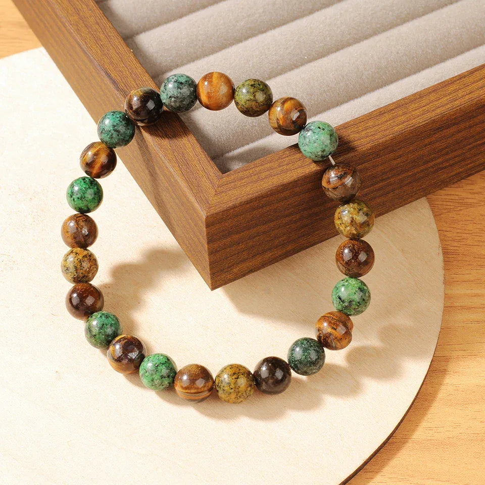 🐯 Natural Sodalite & Tiger’s Eye Wealth Bracelet: Handmade Feng Shui Money Magnet & Mental Clarity Stone – Couple Bangle Gift for Men & Women