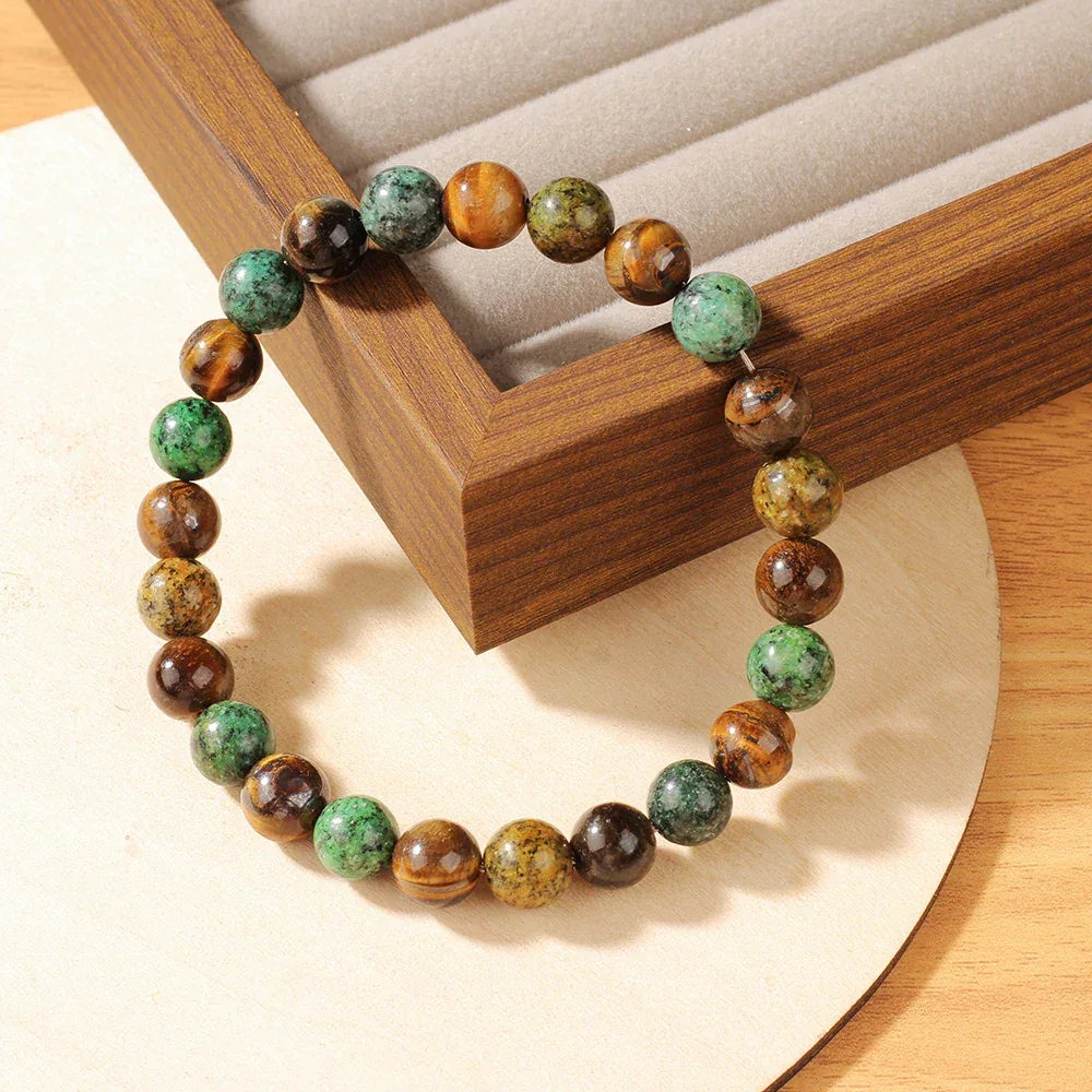 🐯 Natural Sodalite & Tiger’s Eye Wealth Bracelet: Handmade Feng Shui Money Magnet & Mental Clarity Stone – Couple Bangle Gift for Men & Women