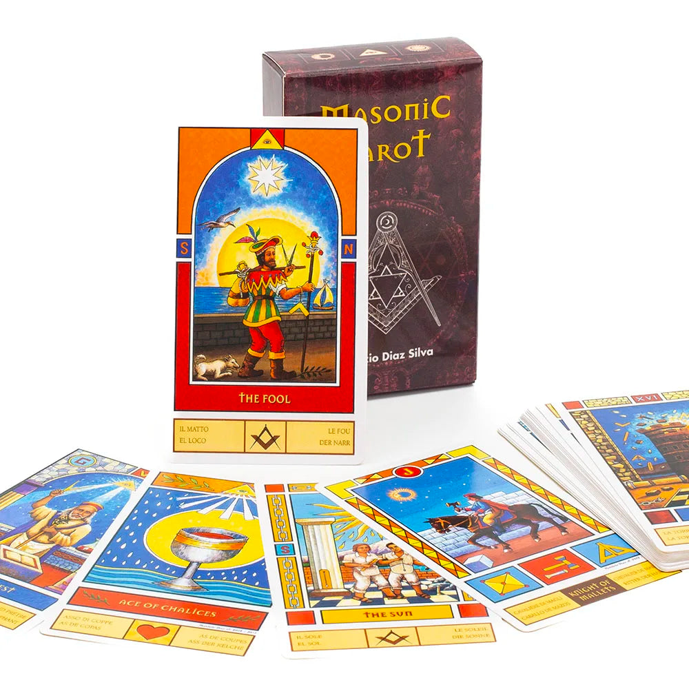 🏛️ Masonic Tarot Deck by Patricio Diaz Silva – 78 Pcs Esoteric Fortune Telling Cards TK04K