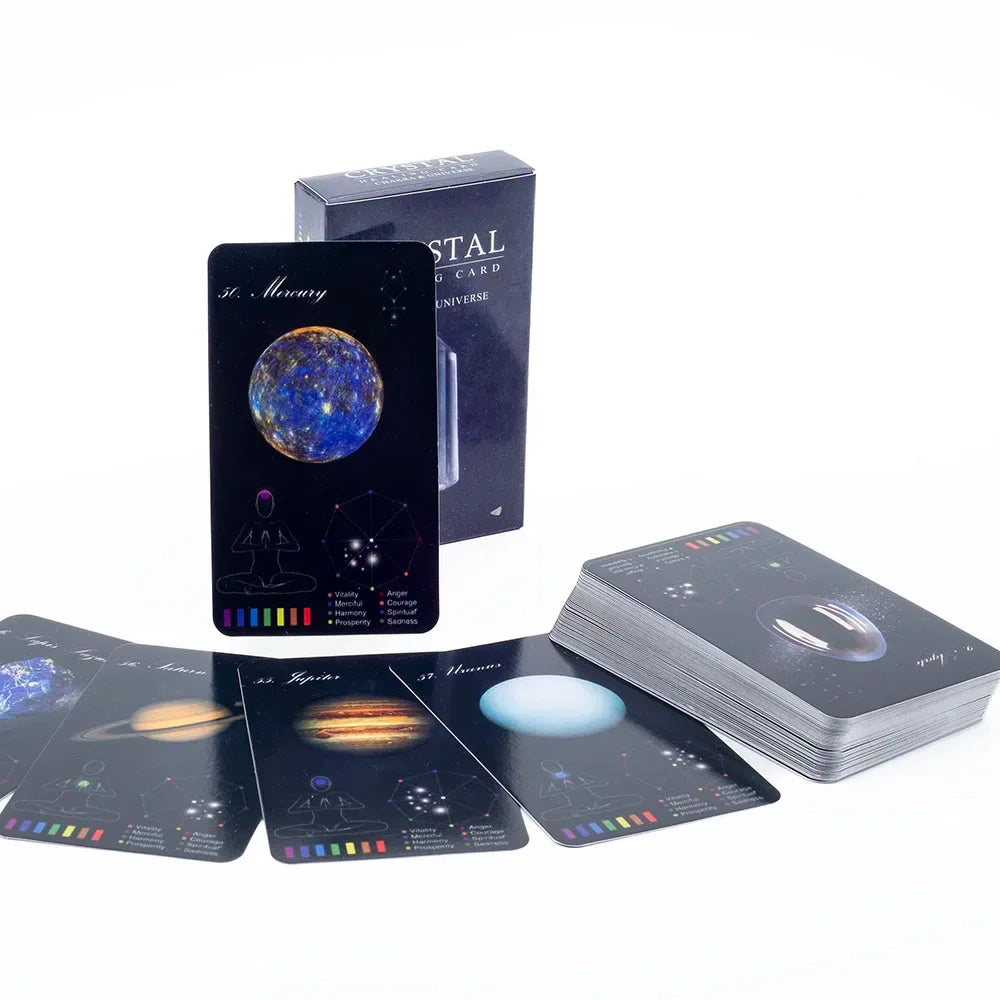 Crystals Healing Cards – 60-Card English Oracle Deck with PDF Guidebook for Crystal & Zodiac Insight