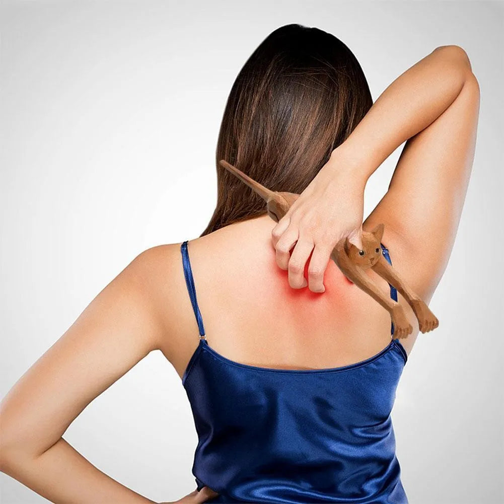 Cute Cat Shape Wooden Back Scratcher – Relaxing Claw Massage Tool for Itch Relief & Skin Protection﻿