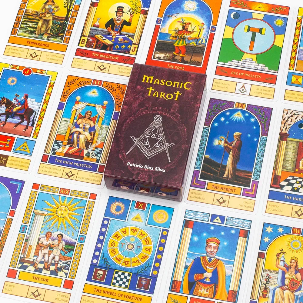 Masonic Tarot Deck by Patricio Diaz Silva – 78-Card Esoteric Fortune Telling Deck with Guidebook, 10.3 × 6 cm