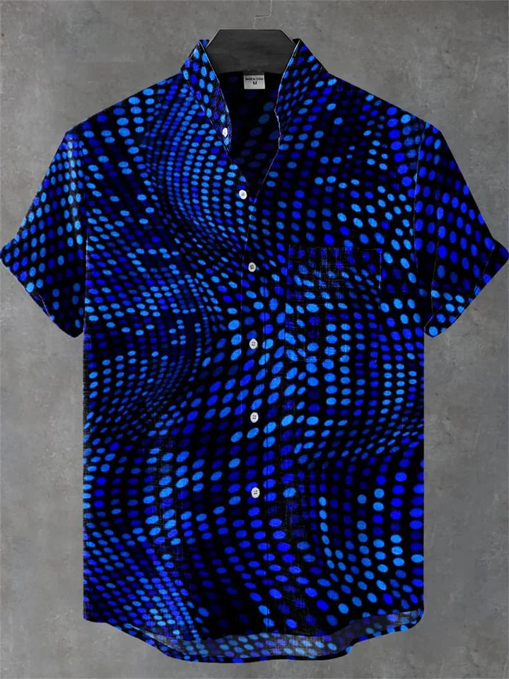 🏝️ The Tropical Horizon 3D Masterpiece: Premium Men's Cotton-Linen Blend Hawaiian Shirt – High-Definition Artistic Print, Breathable Short-Sleeve Button-Up, and Sophisticated Resort Silhouette
