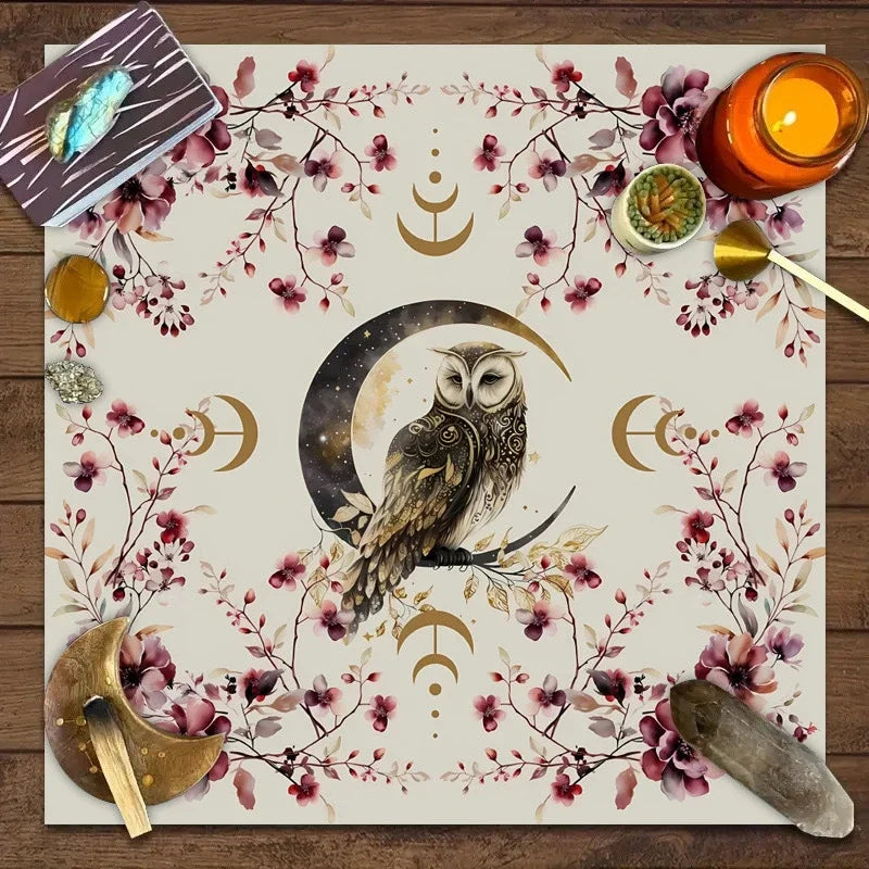 🃏 Mandala Tree of Life Tarot Tablecloth – Sea Velvet Square Butterfly Altar Cloth for Tarot Readings, Terrace Dining & Multi-Purpose Mystic Decor 025