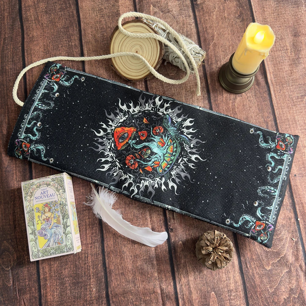 🌿 Floral Tree of Life Tarot Storage Bag with Moon Starry Sky Wrap Pouch – Multi-functional Tarot Deck Protector and Divination Table Cloth