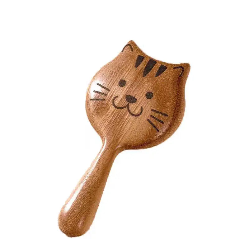 Sandalwood Scalp Massage Comb – Cat Shape Wooden Wide Tooth Guasha Scraping Comb for Hair and Body Massage﻿