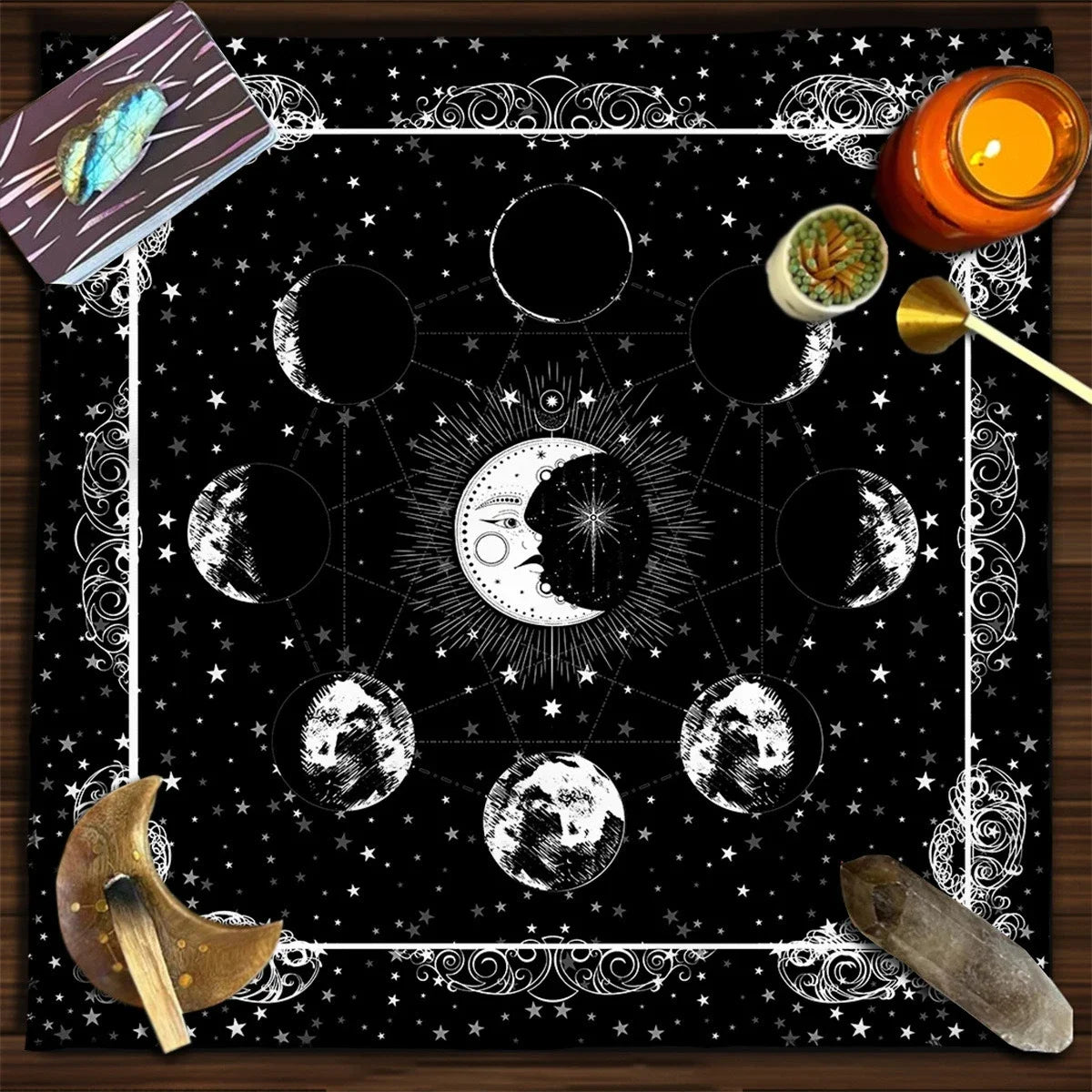 🃏 Mandala Tree of Life Tarot Tablecloth – Sea Velvet Square Butterfly Altar Cloth for Tarot Readings, Terrace Dining & Multi-Purpose Mystic Decor 013