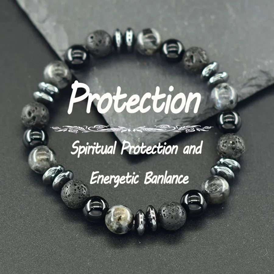 ✨ Genuine Natural Gold Swan Stone Bead Bracelet – Classic Volcanic Obsidian Design, Promoting Harmony & Prosperous Relationships for Men & Women 2 Labradorite 8 mm Beads