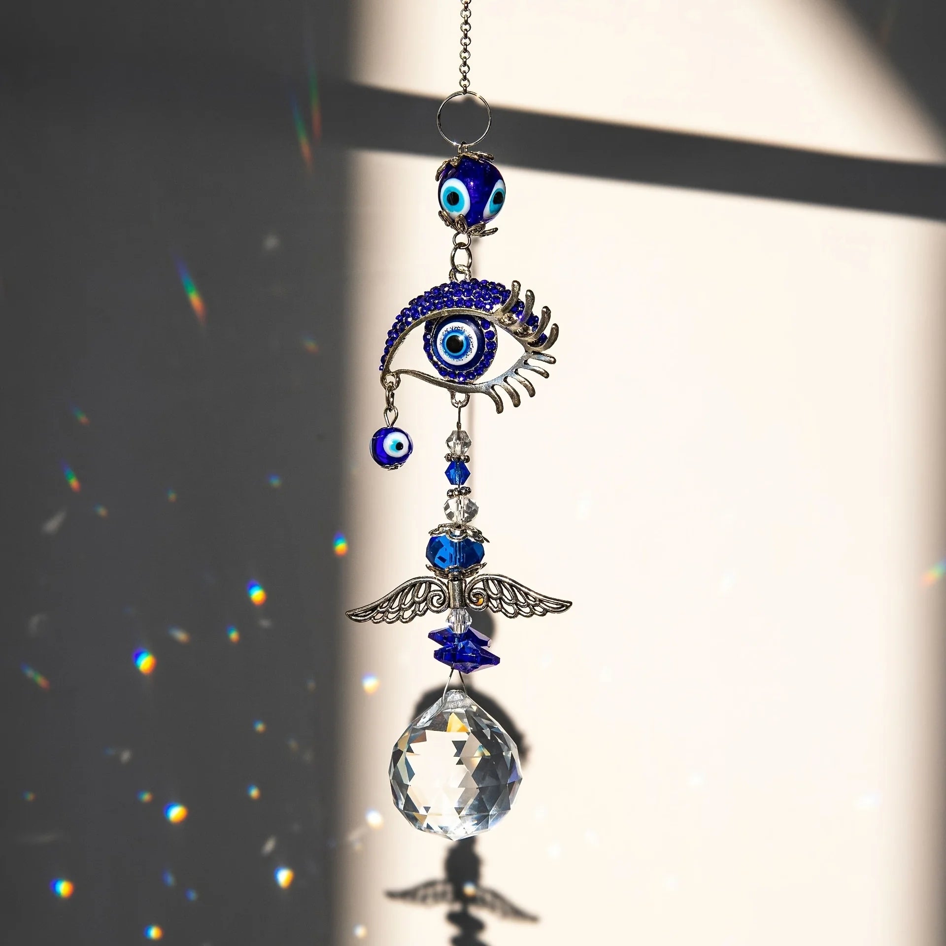 🧿 1Pc Evil Eye Suncatcher with Crystal Prism Balls – Window Hanging Sun Catcher & Rainbow Maker for Home, Garden & Car Decor | Free Shipping B