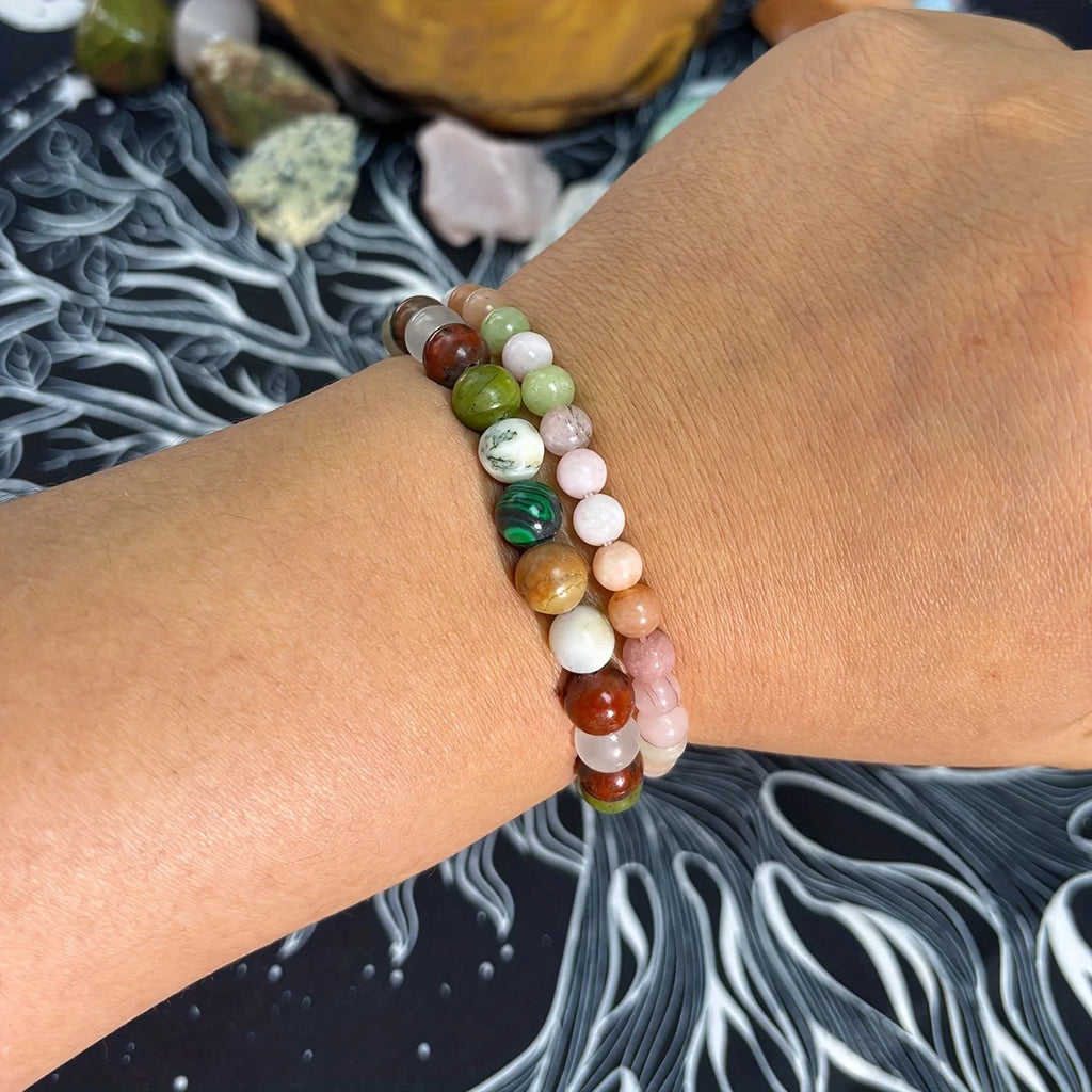 ✨ Peace of Mind Bracelet – 8mm Natural Stone Beads of Malachite, African Turquoise & Green Aventurine