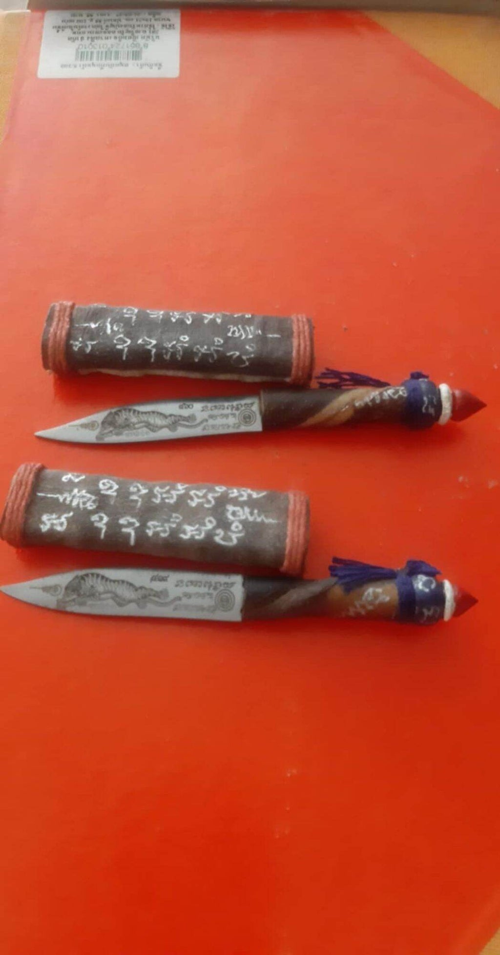 Authentic Meed Mor Leather Knife - Phayak Nuea Duang Empowered by Luang Pu Mahasila & Luang Pho Mian for Supreme Power, Fortune & Prestige