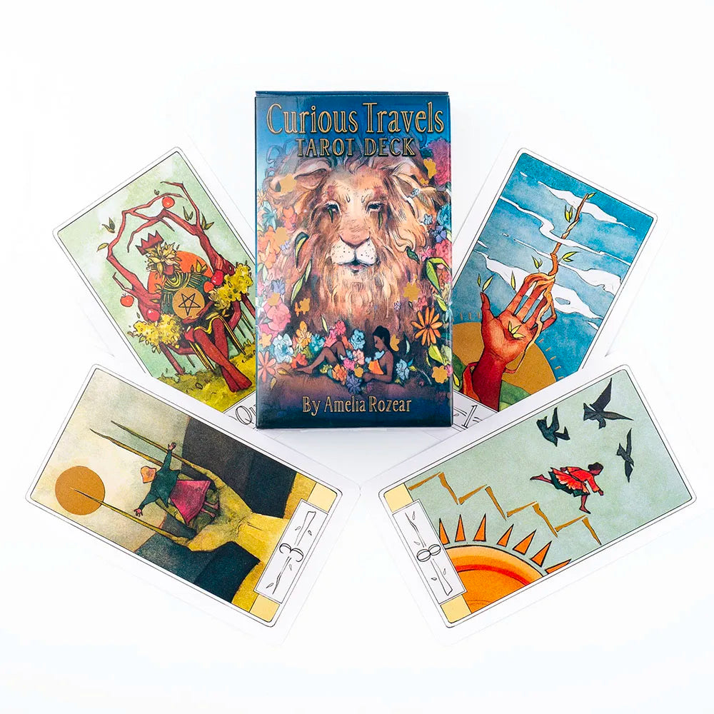 ✨ Curious Travels Tarot – 79-Card Deck with Charming Watercolor Illustrations for Precognition & Divination | Board Game Size 10.3 × 6 cm