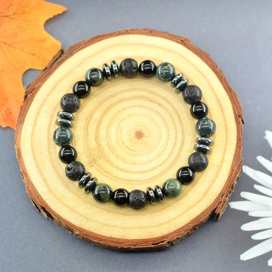 ✨ Natural Sparrow Stone and Black Volcanic Onyx Beads Bracelet – Classic Unisex Jewelry for Capillary Function and Immunity Enhancement