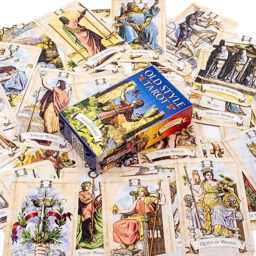 Old Style Tarot – 79-Card Vintage-Inspired English Visions Divination Deck for Board Games and Fortune Telling (10.3x6 cm)