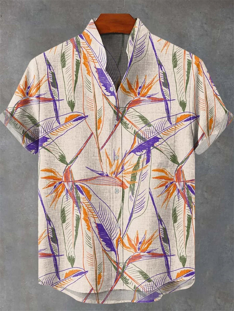 ✨ The Vintage Oceanic Masterpiece: Retro 3D Koi & Wave Print Men's Casual Linen-Blend Shirt – Breathable Summer Hawaiian Style Social Top with High-Definition Artistic Graphics GY466