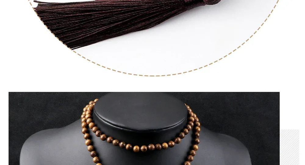🌳 7 Chakra Wooden Japamala Necklace: Vintage Tree of Life 108 Bead Mala – Meditation, Yoga & Prayer Rosary with Healing Tassel