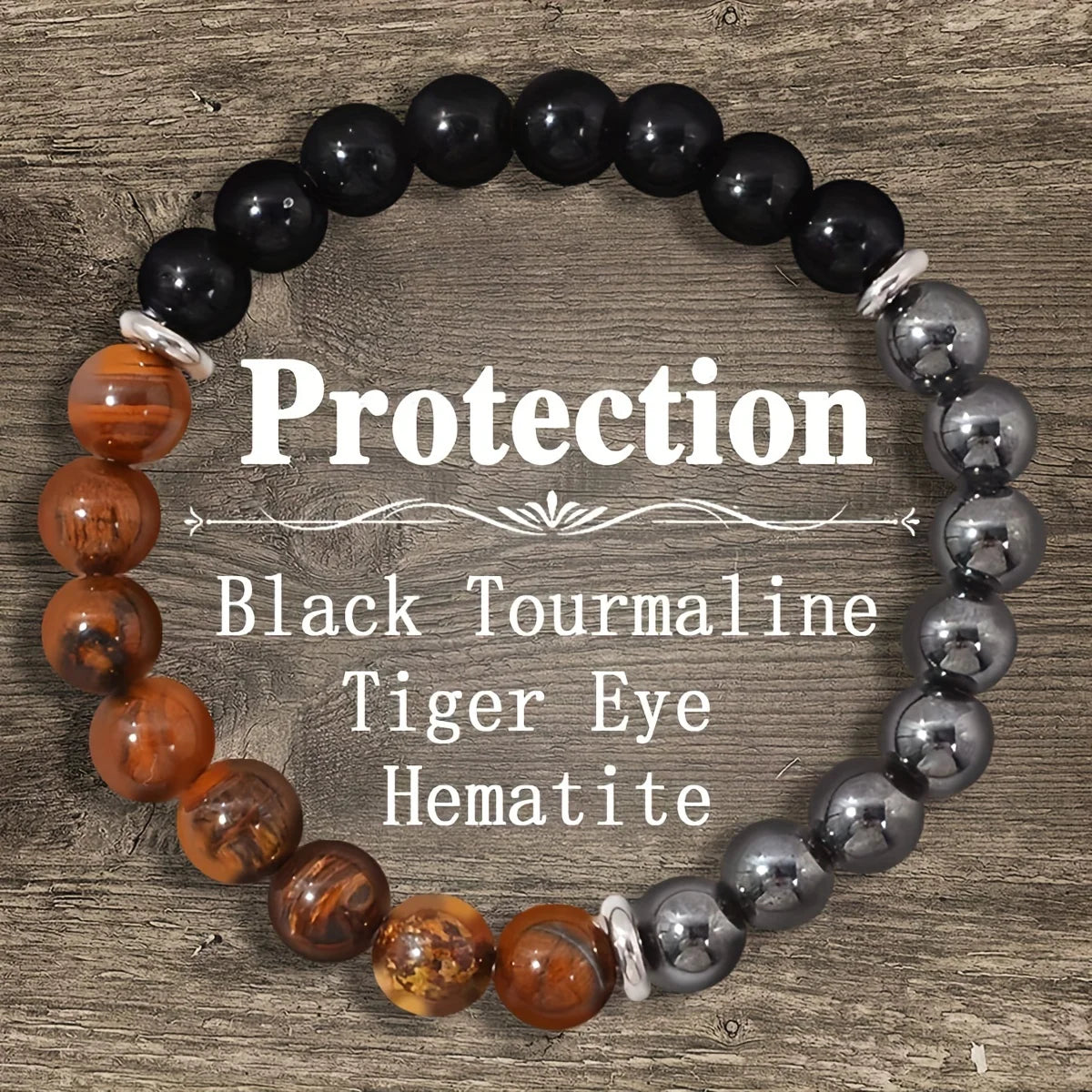 ✨ Handmade Protection and Grounding Bracelet – Red Tiger Eye and Hematite Natural Stone – Spiritual Energy Balance Jewelry