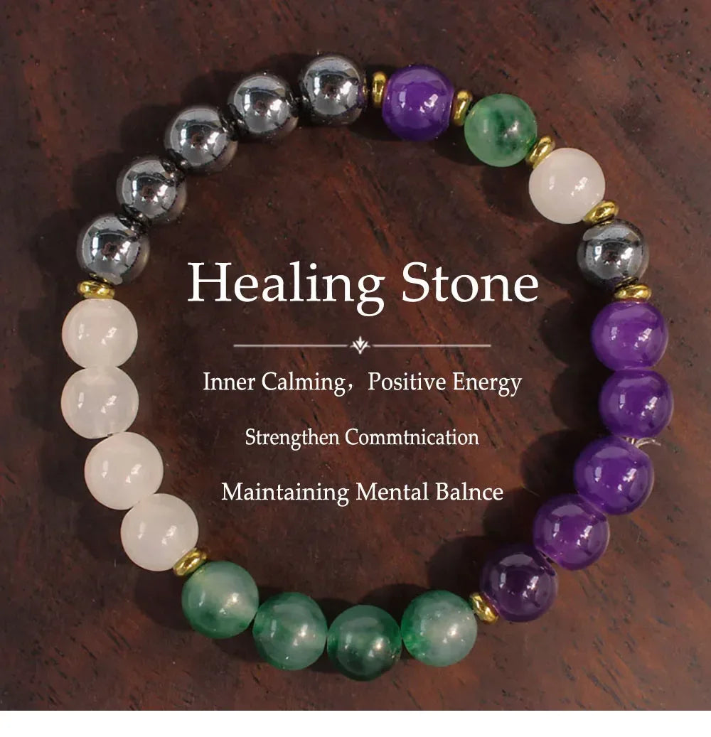💎 Elegant Natural Healing Crystal Bracelet for Women: Stress & Anxiety Relief Gemstone Jewelry – The Perfect Self-Care Gift for Mom, Grandma & Sister