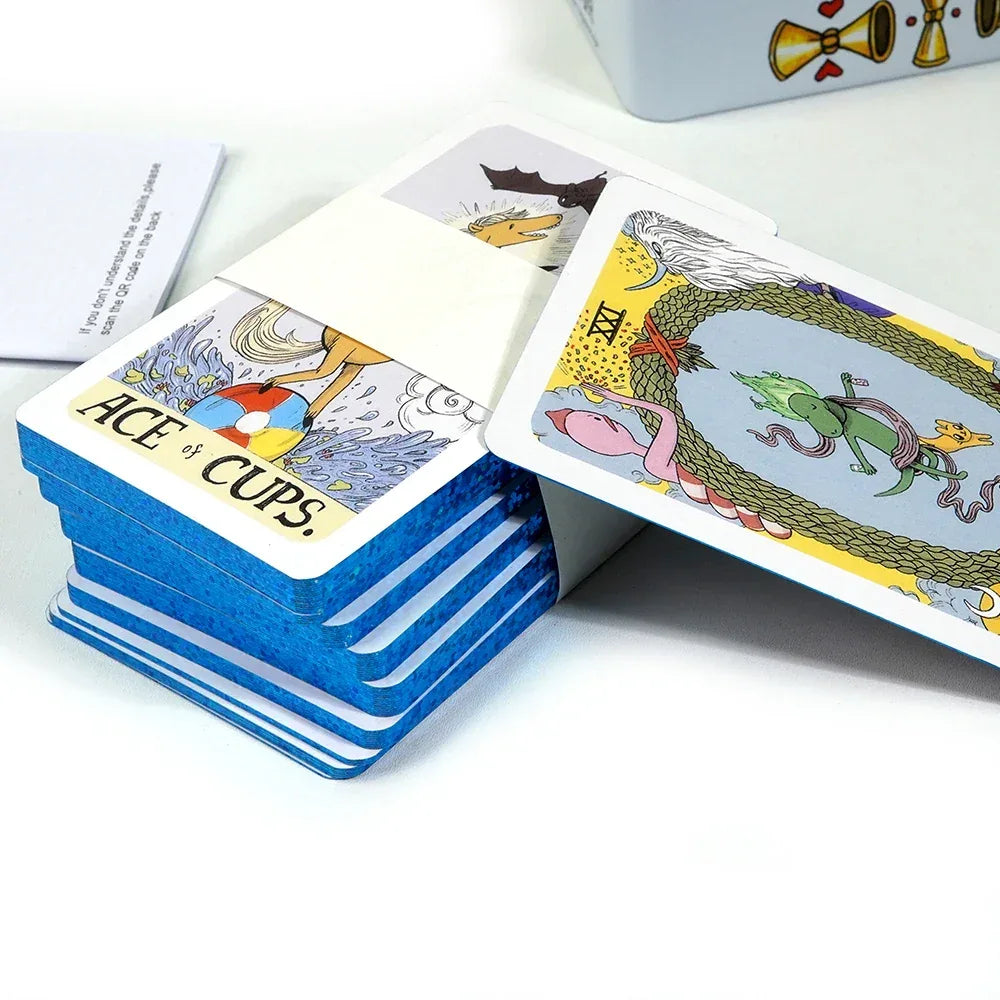 Adventure Time Tarot Cards Deck - 78 Pcs in Tin Box with Gold-Plated Edges for Divination & Gifts