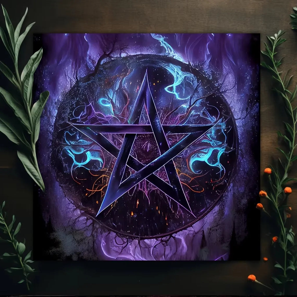 🃏VIKAMA Astrology & Witch Tarot Tablecloth – Celestial Altar Cloth for Home Decor, Christmas, Halloween & Thanksgiving Ritual Decoration
