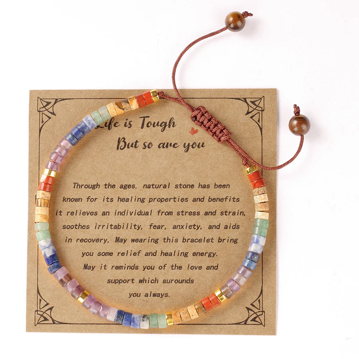 ✨ 7 Chakras Crystal Bead Bracelet – Meditation & Yoga Healing Stone Bracelet for Women – Purple Anxiety Relief Bangle, Perfect Gift L1837-life