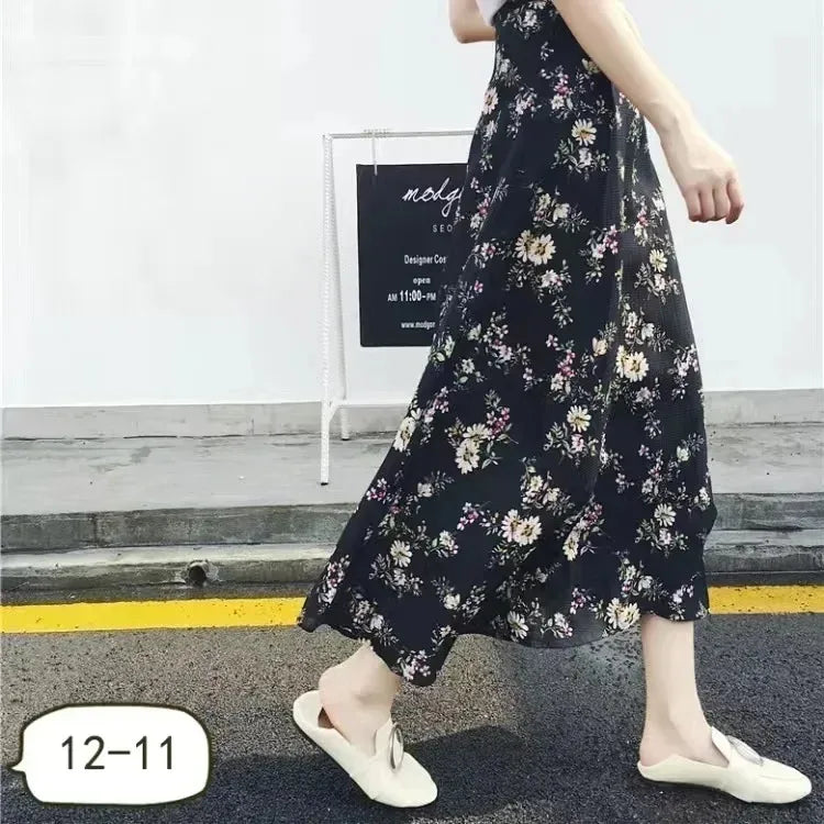 🌟 Summer Beach Floral Skirt for Women Cotton High Waist Wrap Maxi Skirt Long with Side Slit & Tie Detail Boho Style Design﻿